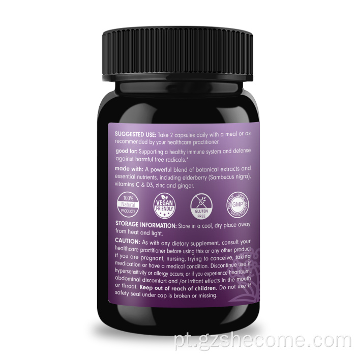 Sambucus sabunhas de apoio de sabugueiro de sabugueiro 120 cápsulas 120